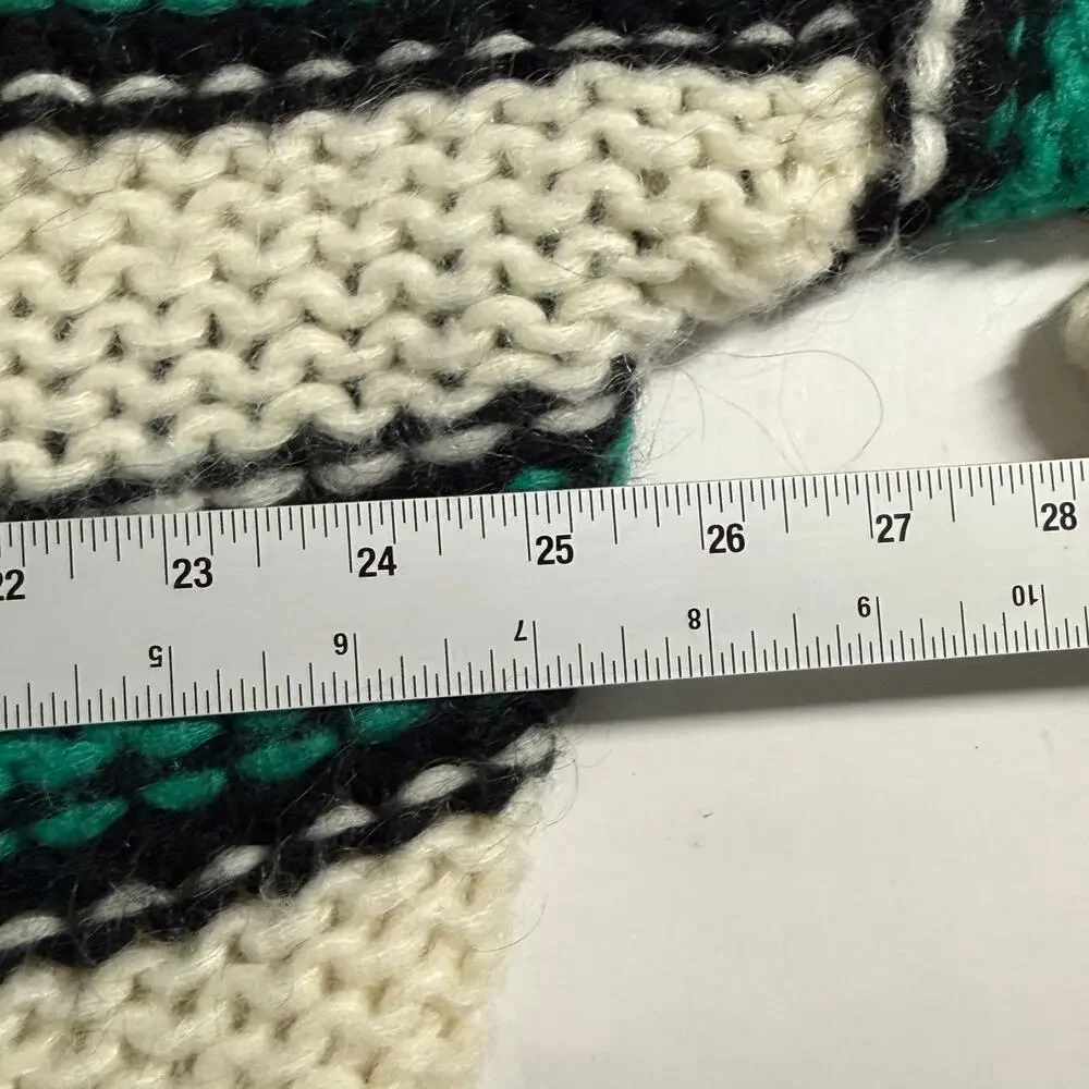 Maje Mohair Slouchy Oversized Sweater M Striped Green Black Drop Shoulder *flaw